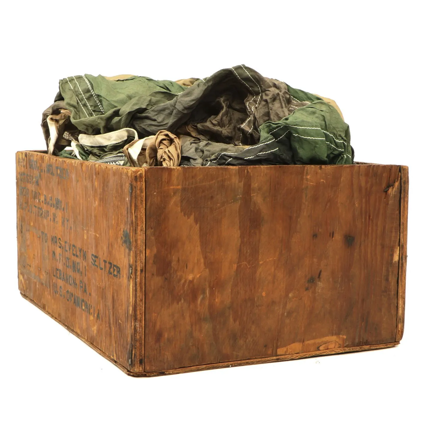 Original German WWII Luftwaffe Fallschirmjager Paratrooper RZ20 Camouflage Parachute in USGI Bring Home Box
