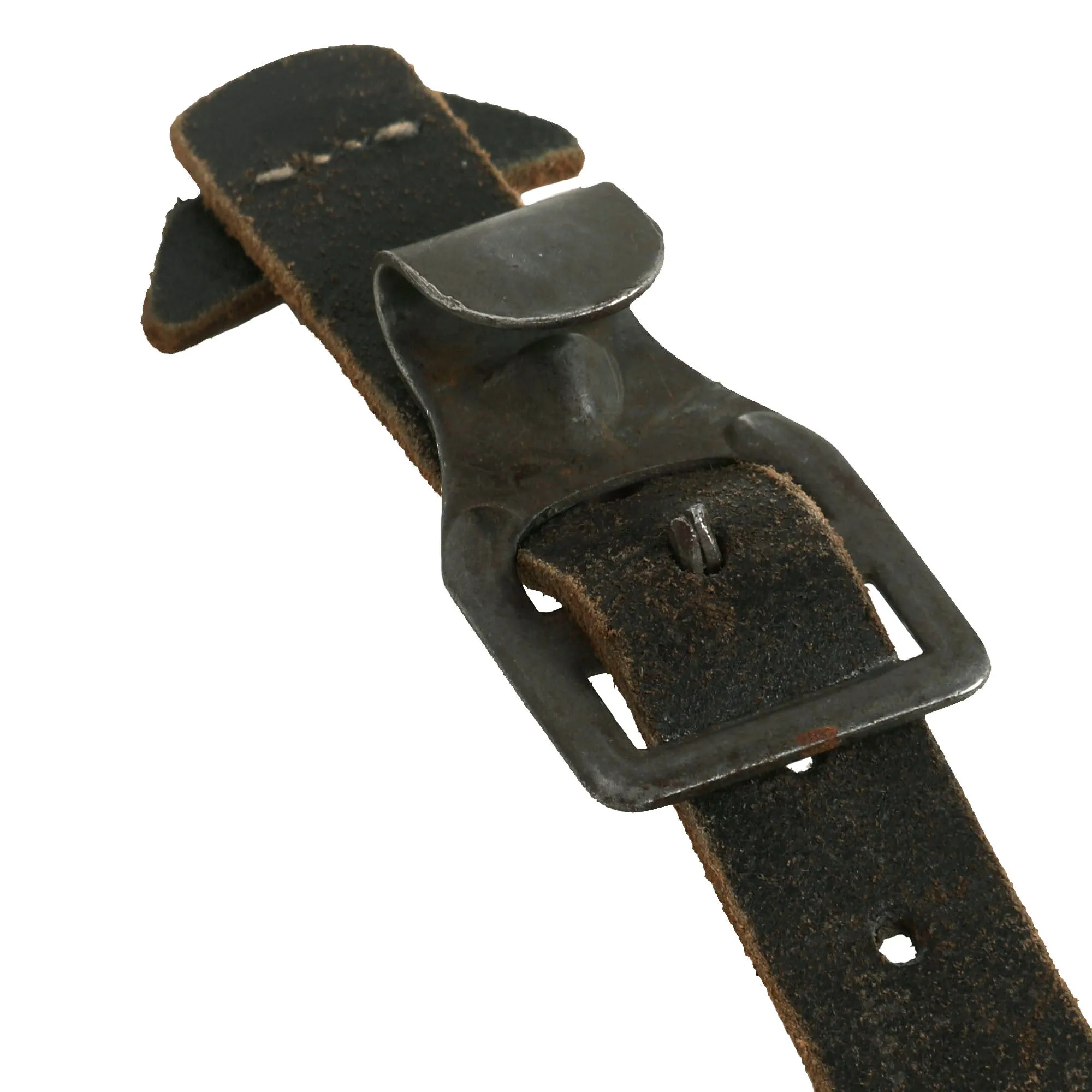 Original German WWII RBNr. Marked Lightweight Mounted Leather Combat Suspender Y Straps - As Used by Paratroopers, Cavalry, Armor Crews & Others