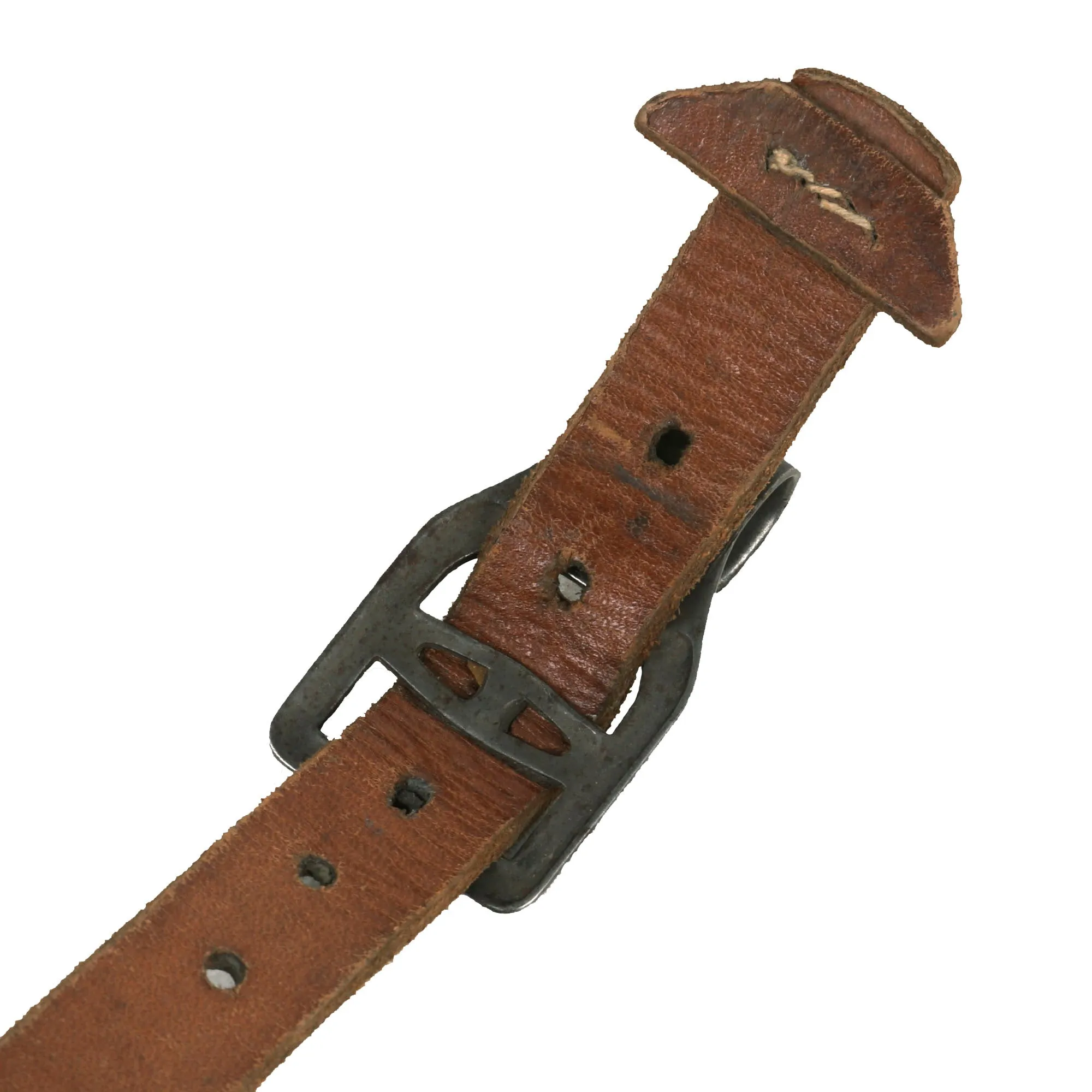 Original German WWII RBNr. Marked Lightweight Mounted Leather Combat Suspender Y Straps - As Used by Paratroopers, Cavalry, Armor Crews & Others