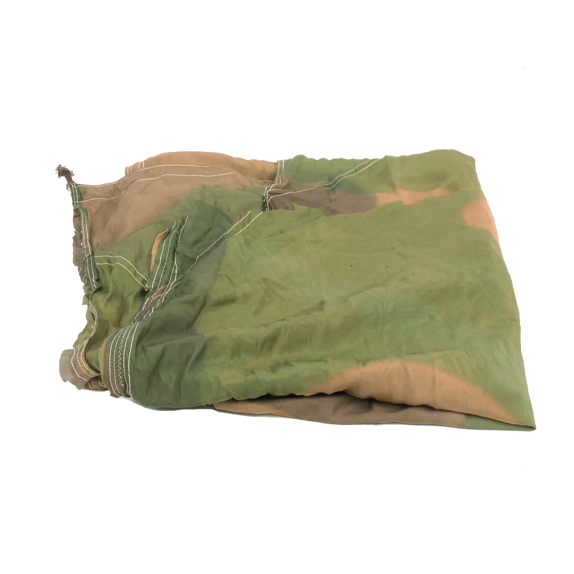 Original German WWII U.S. Captured Luftwaffe Fallschirmjäger Paratrooper Partial Camouflage Parachute Canopy - Sent Home by Billie Houseman