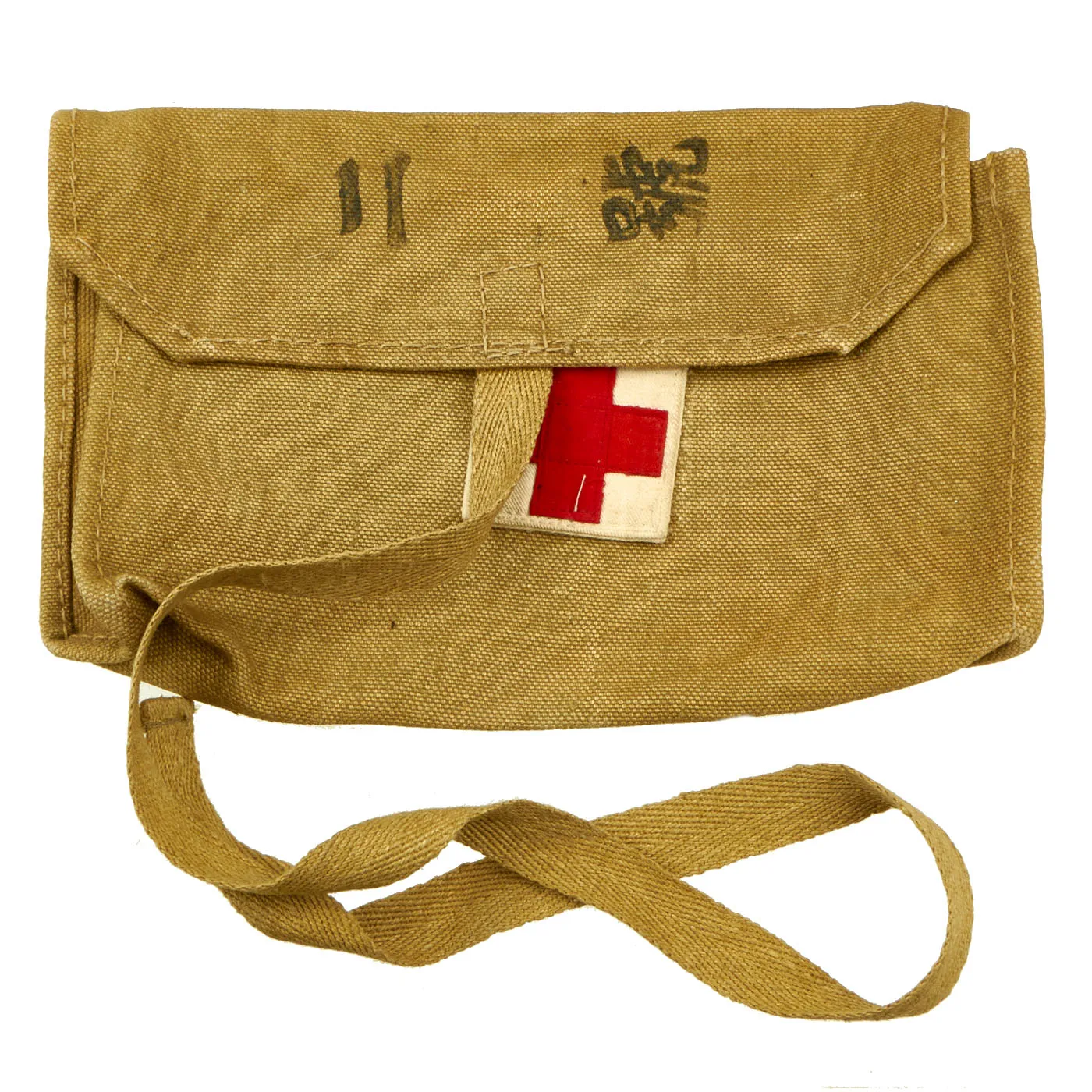 Original Japanese WWII Untouched Imperial Japanese Army Leather Medical Satchel With Contents as Found by US Serviceman - 13 Plus Items