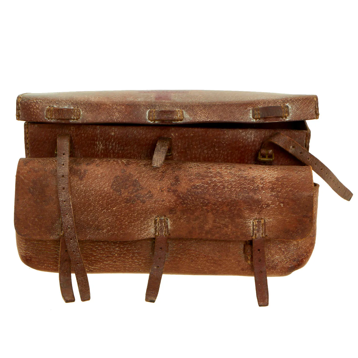 Original Japanese WWII Untouched Imperial Japanese Army Leather Medical Satchel With Contents as Found by US Serviceman - 13 Plus Items