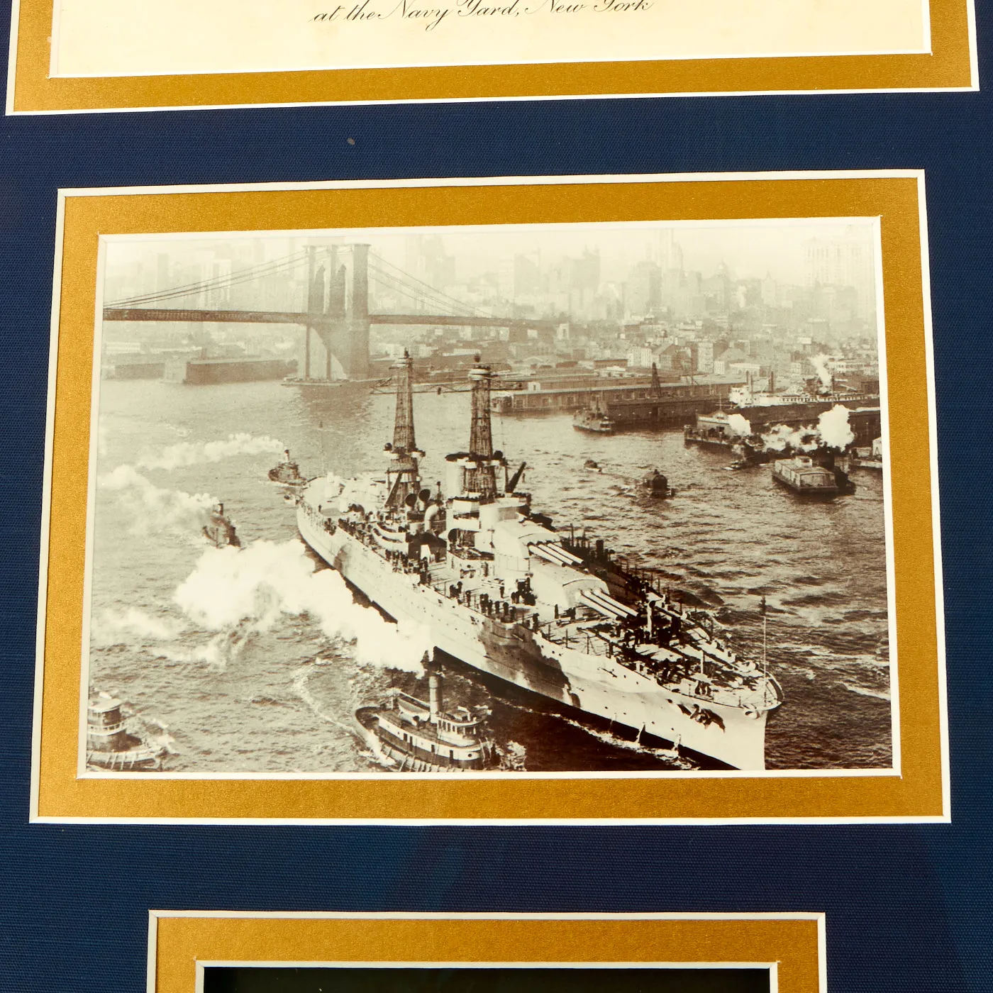 Original U.S. WWI Era U.S.S. Arizona Framed Launch Ceremony Invitation With Launch Medal Constructed of Recycled USS Maine Gun Barrel Metal - 26” x 16”