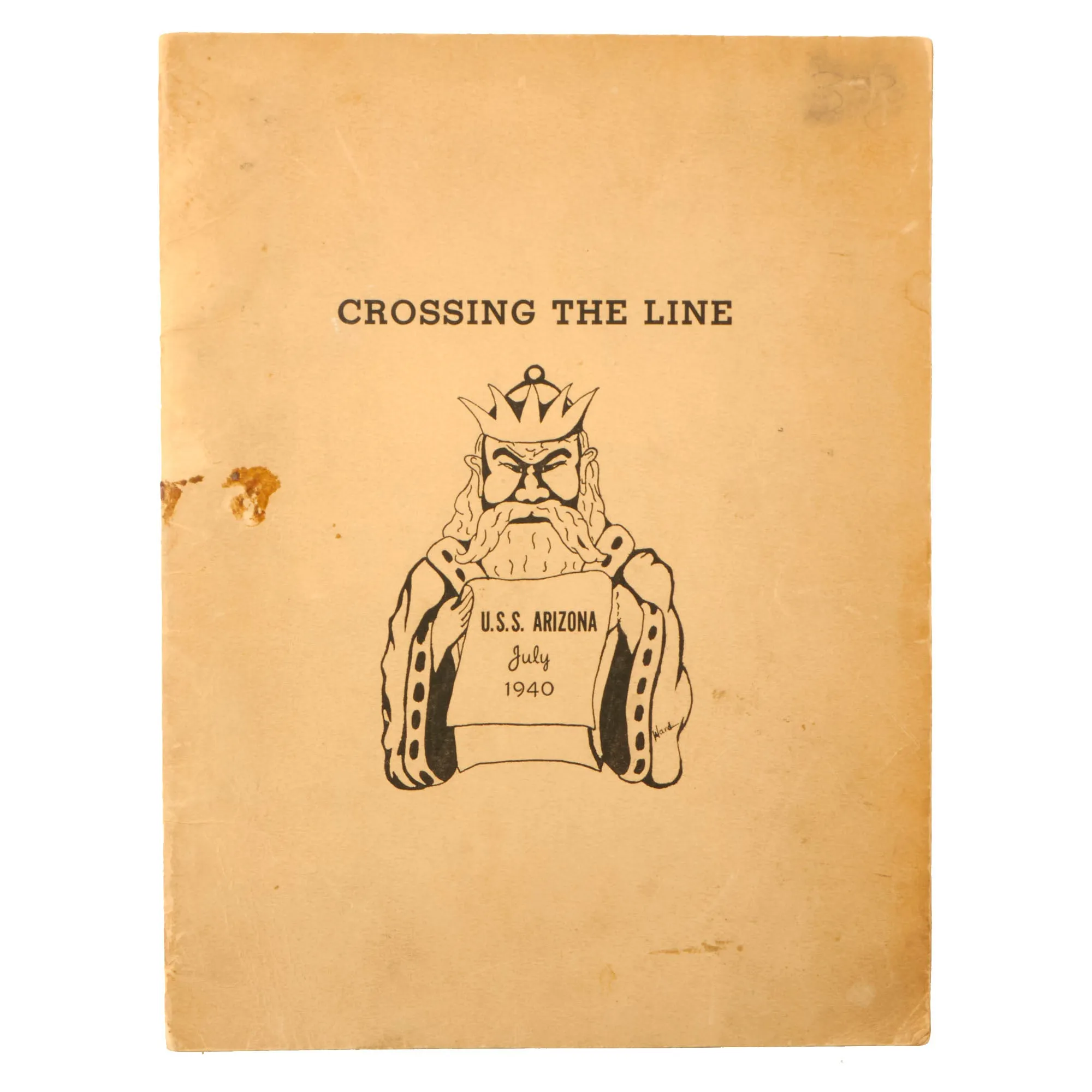 Original U.S. WWII Pre - Pearl Harbor July 1940 Dated Crossing The Line With The U.S.S. Arizona Book - Printed in Honolulu