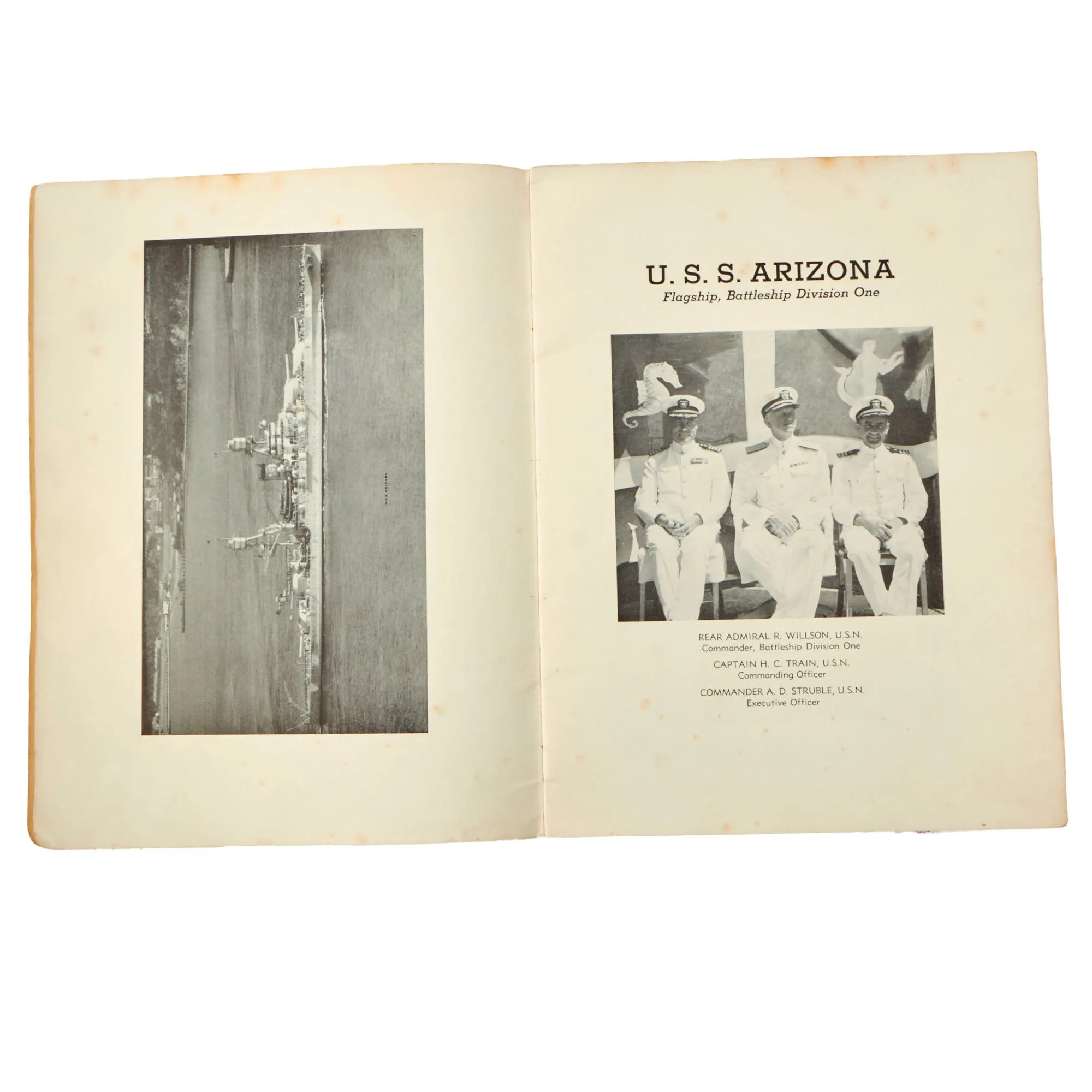 Original U.S. WWII Pre - Pearl Harbor July 1940 Dated Crossing The Line With The U.S.S. Arizona Book - Printed in Honolulu
