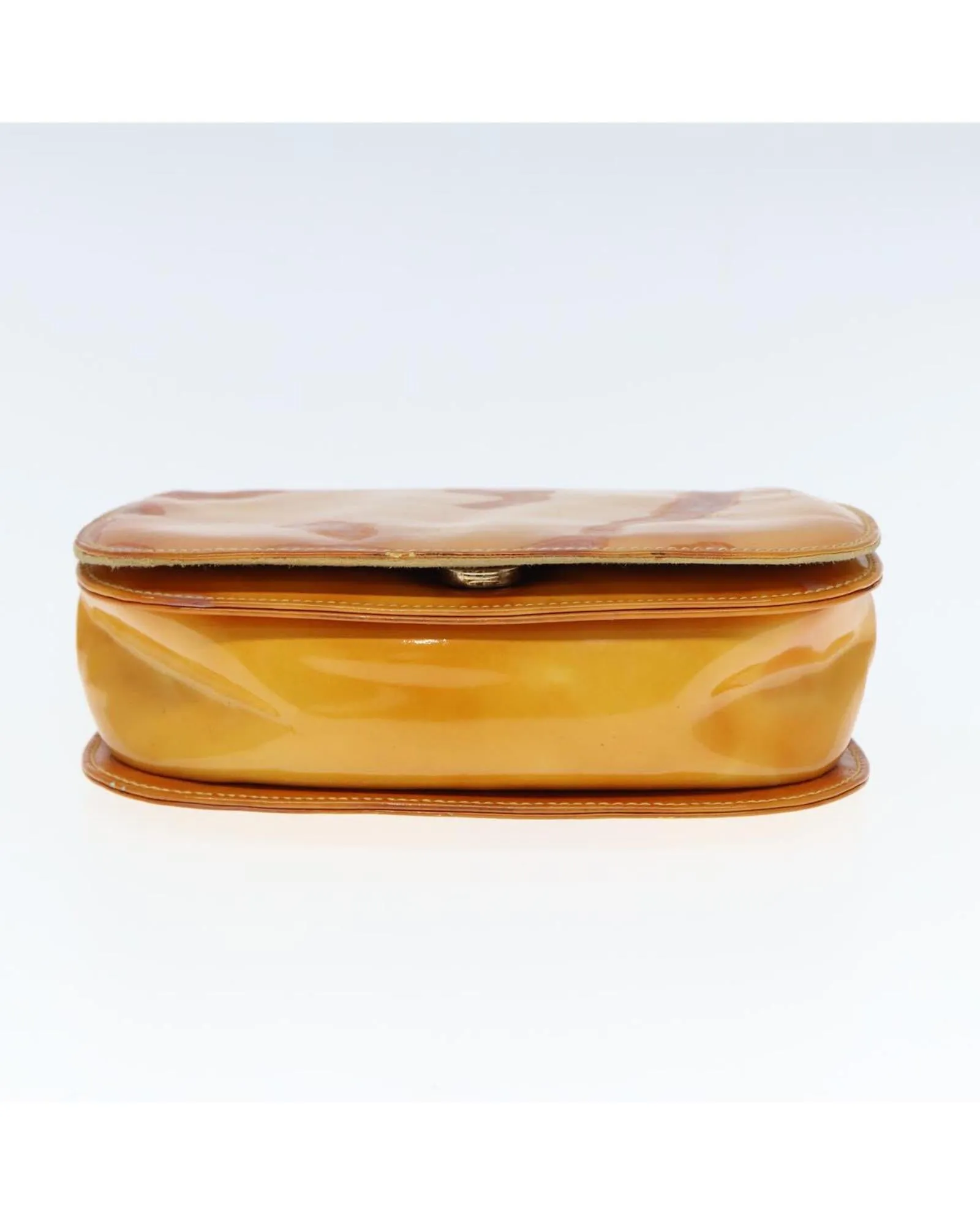 Patent Leather Hand Bag with Gold Accents