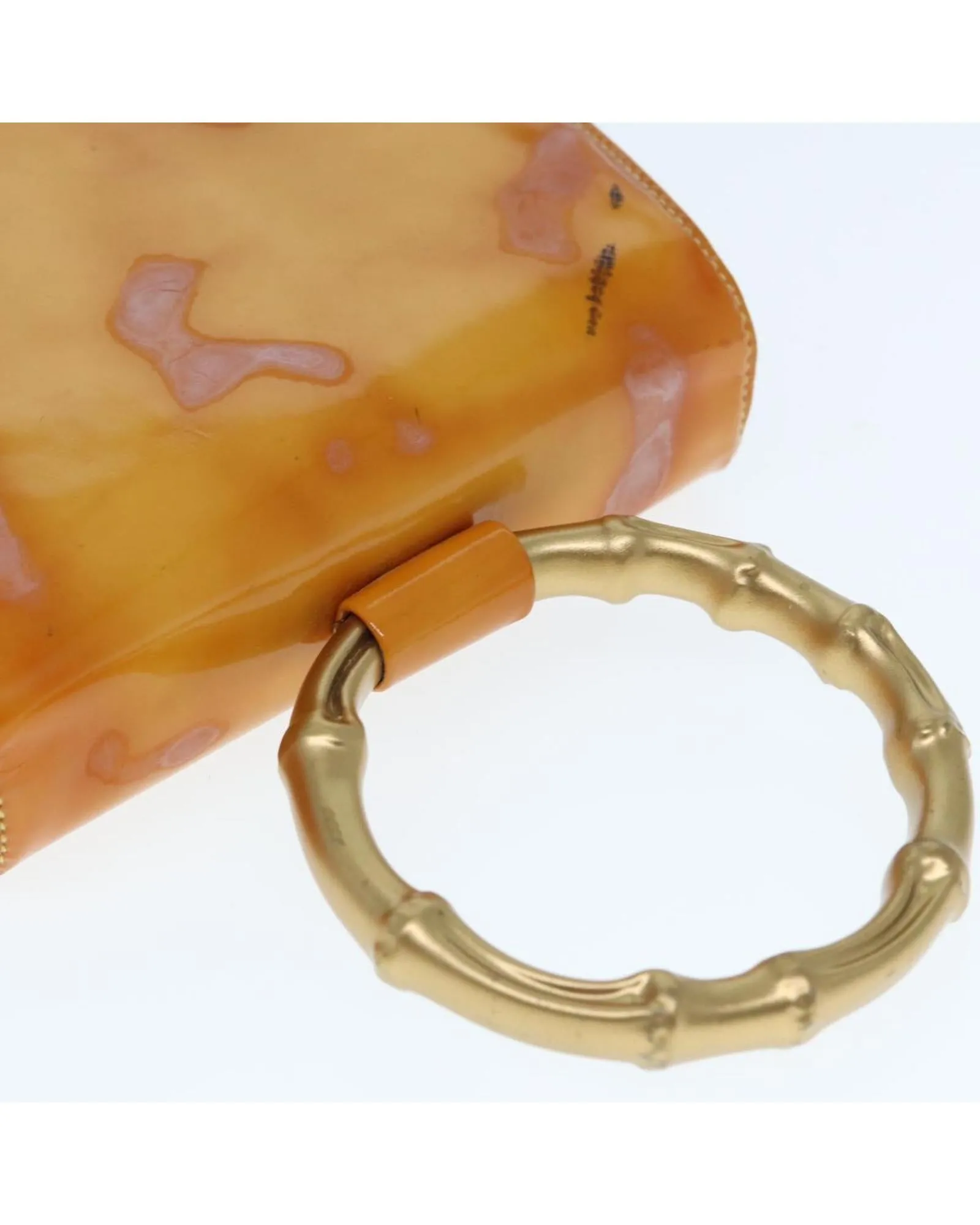 Patent Leather Hand Bag with Gold Accents