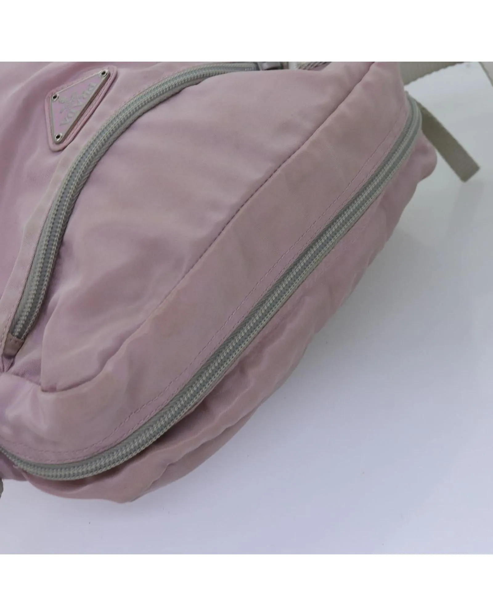 Pink Nylon Shoulder Bag with Shoulder Drop