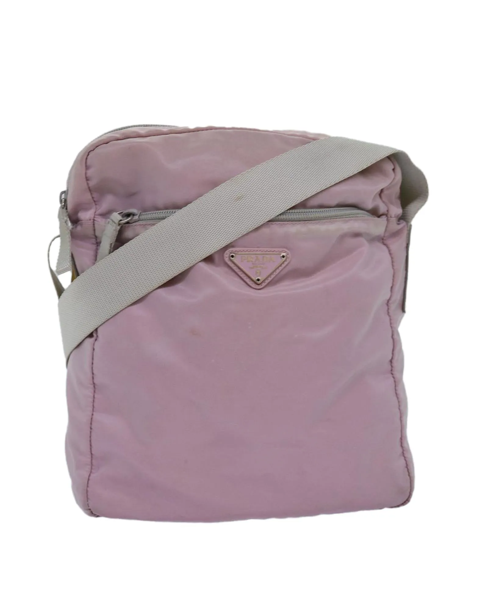 Pink Nylon Shoulder Bag with Shoulder Drop