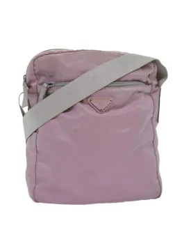 Pink Nylon Shoulder Bag with Shoulder Drop