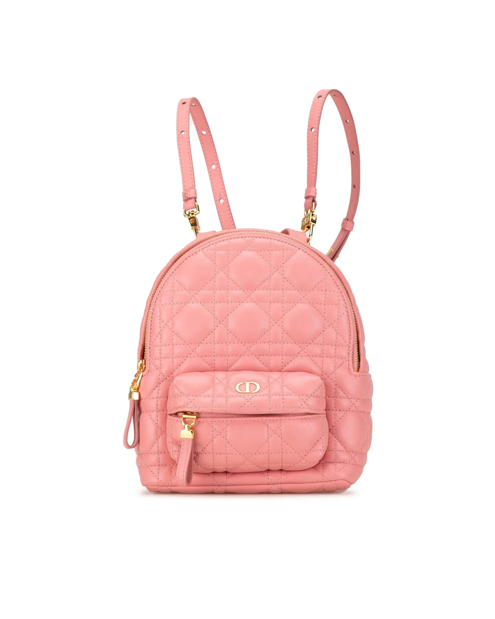 Quilted Leather Mini Backpack with Front Zip Pocket