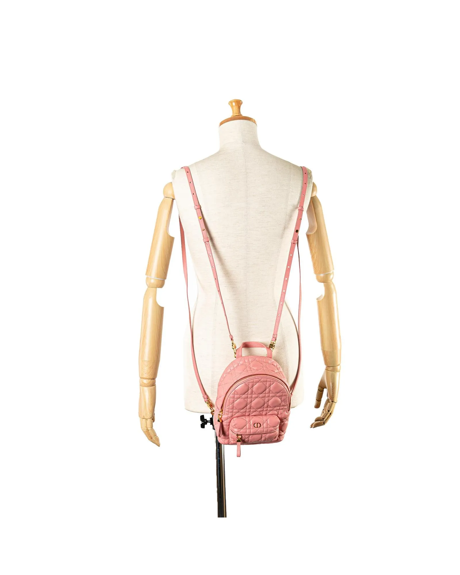 Quilted Leather Mini Backpack with Front Zip Pocket