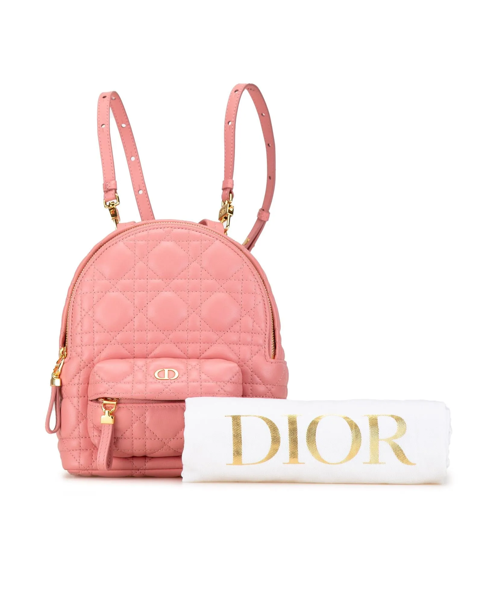 Quilted Leather Mini Backpack with Front Zip Pocket