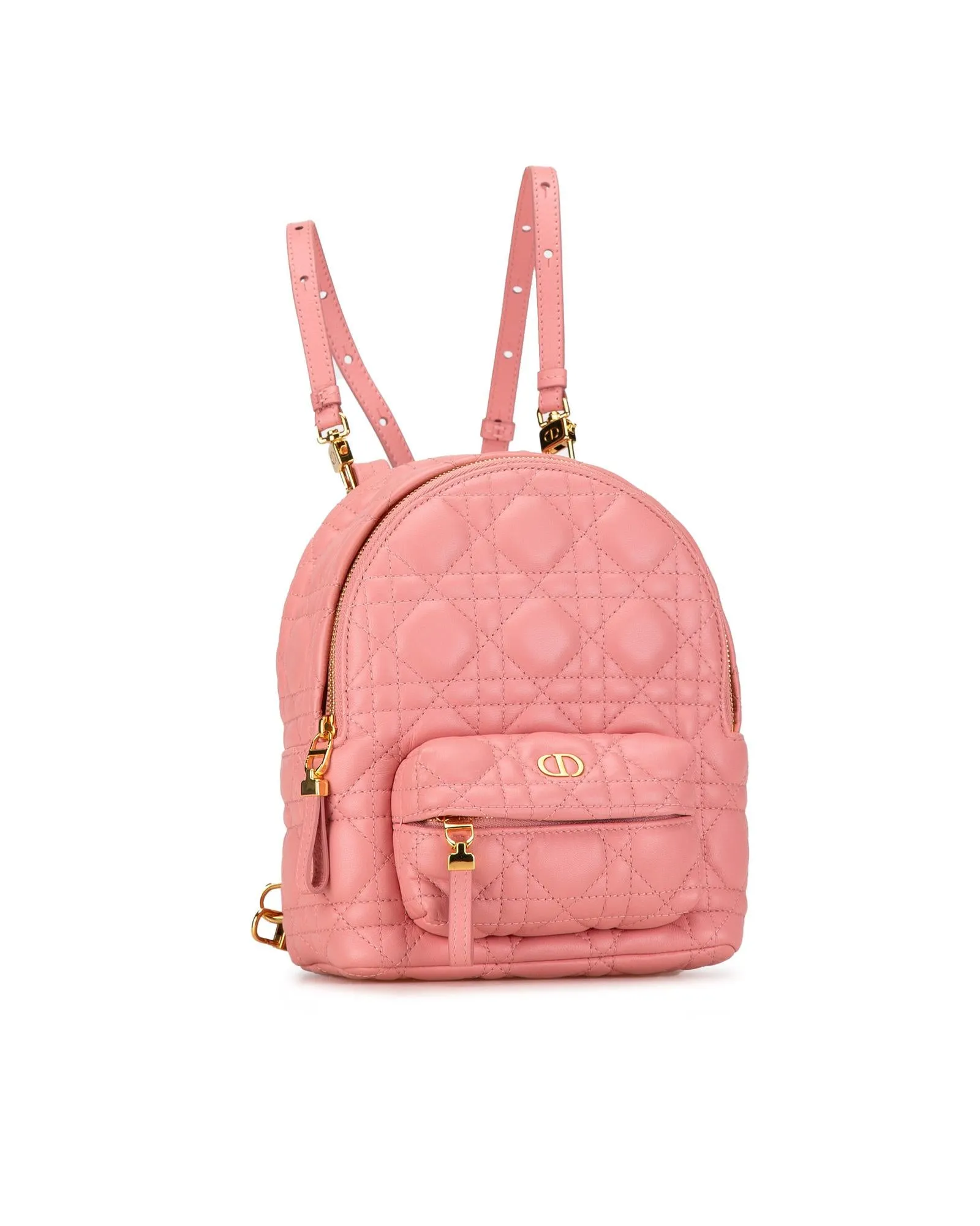Quilted Leather Mini Backpack with Front Zip Pocket