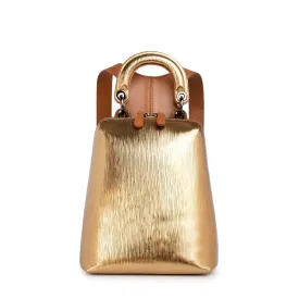 Racer Metallic Mini: Women's Designer Backpack in Gold Leather