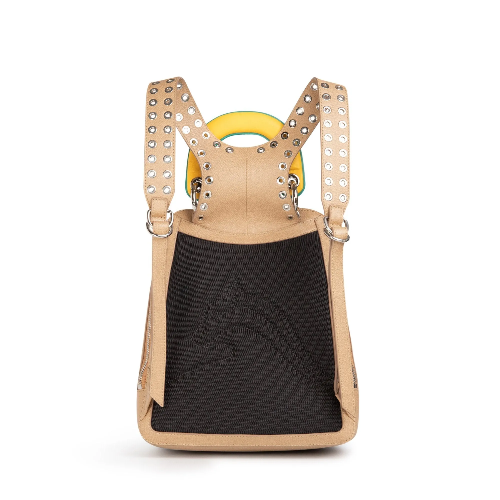 Racer Mini: Women's Designer Backpack in Beige Leather