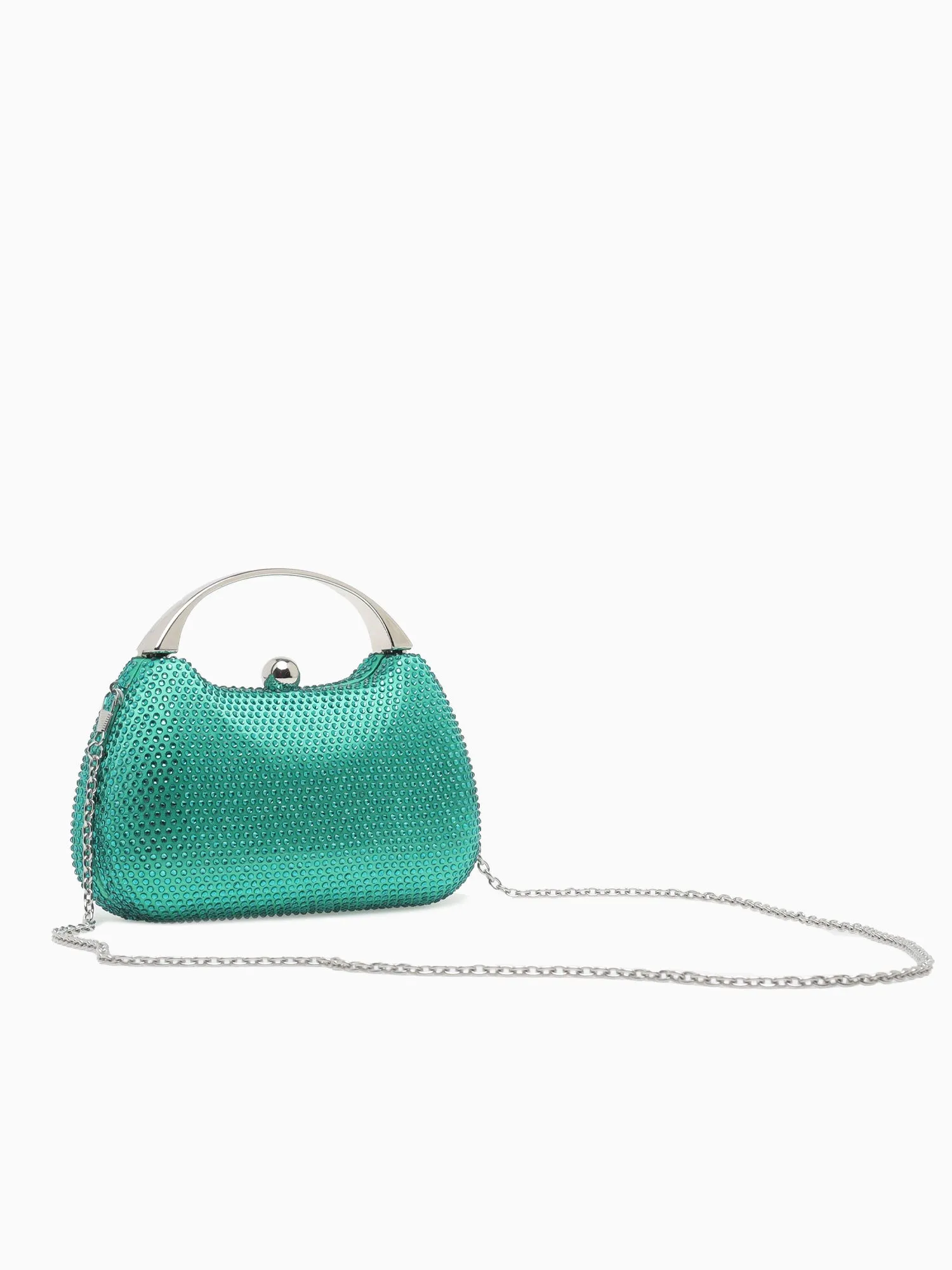 Rhinestone Metal Top Handle Green