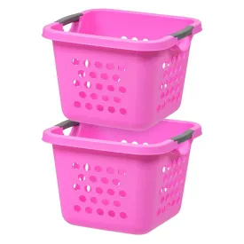 Square Laundry Basket, Laundry Organizer for the Closet, Dorm, Laundry Room and Bedroom, Small, Tall Laundry Storage - Medium, Pink, 2 Pack