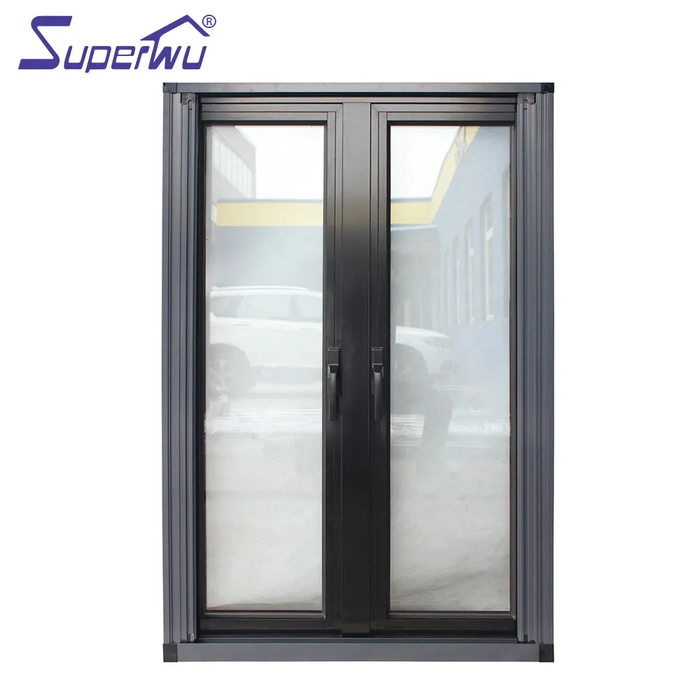 Superwu Aluminium windows black color finish aluminium casement window for home design French windows with certificates