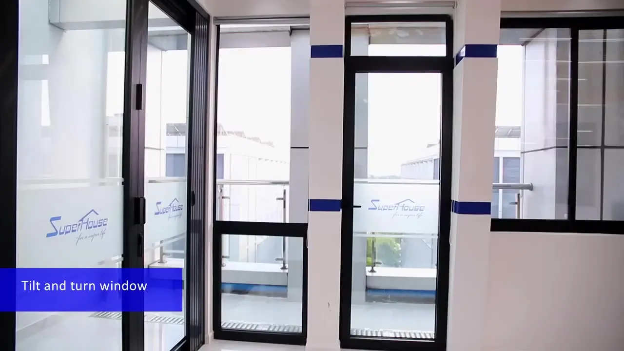 Superwu Aluminium wood grain color tilt window tilt and turn window fixed window meet Australia standard