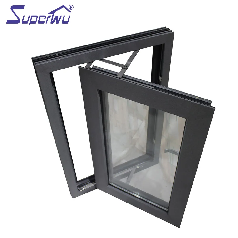 Superwu Aluminum residential French windows hurricane impact soundproof windows aluminium casement window for house