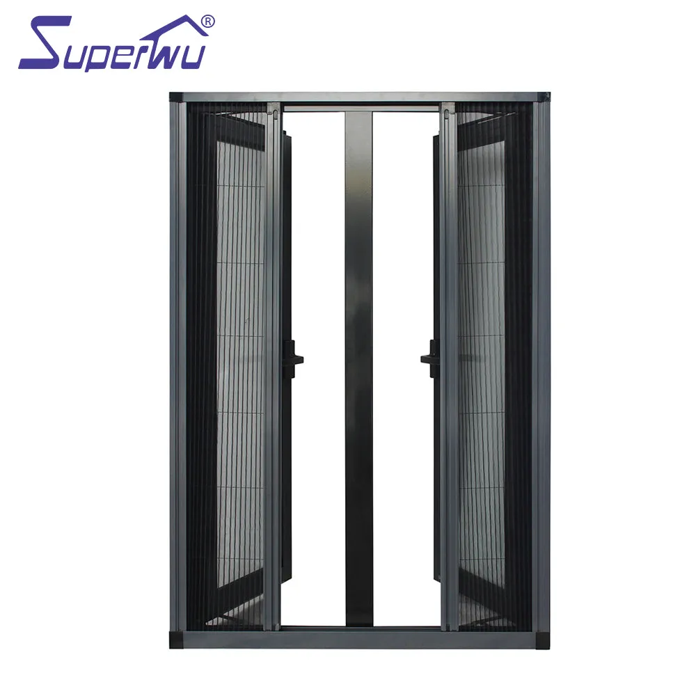 Superwu Cheap price black color profile latest design aluminum frame casement window with retractable fly mesh