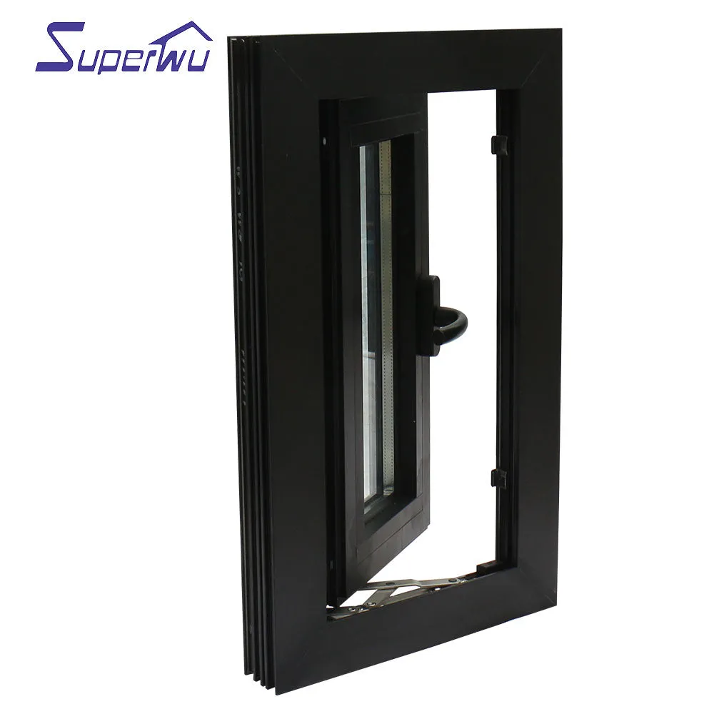 Superwu Customized Double Glass Awning Windows Aluminum Casement Window