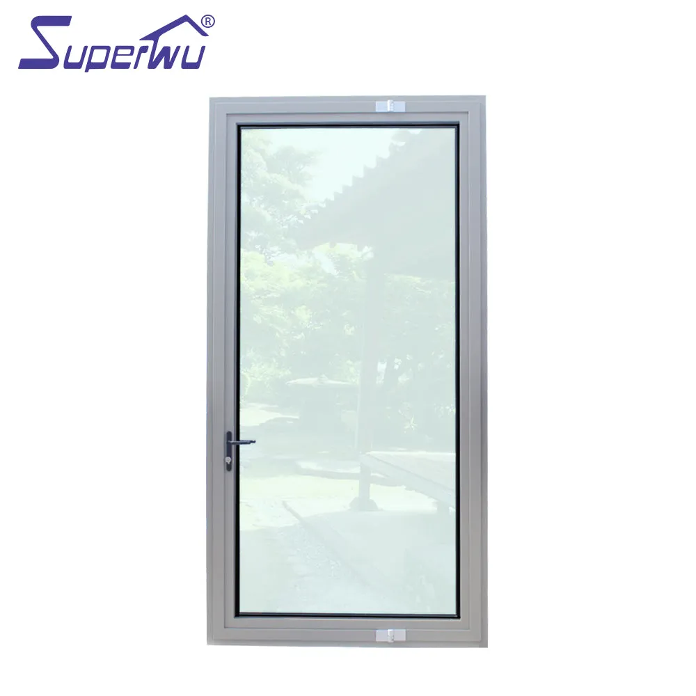 Superwu Customized modern style entrance front doors casement aluminum glass pivot door hinged door
