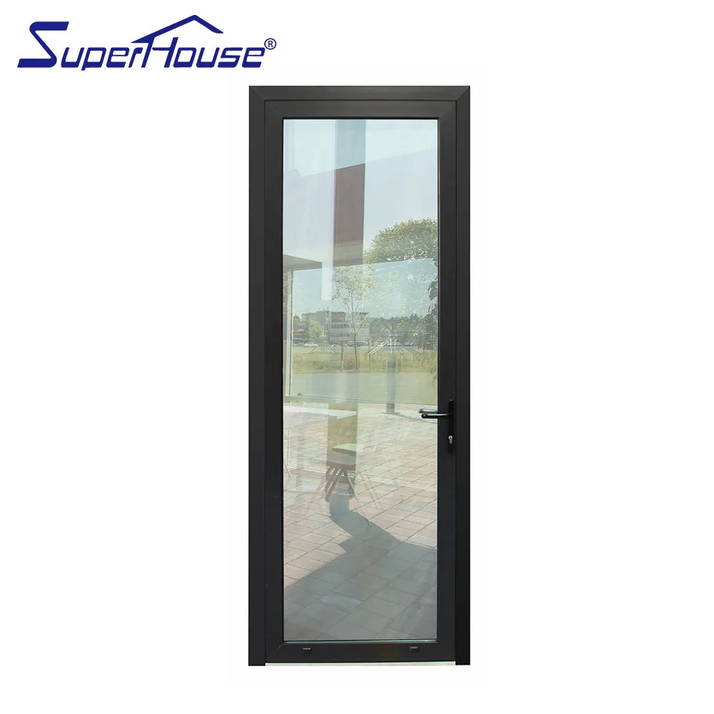 Superwu Customized modern style entrance front doors casement aluminum glass pivot door hinged door