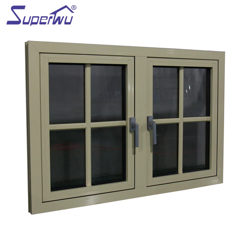 Superwu Double glazed modern design french window low-e exterior aluminum swing windows and door casement window