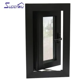 Superwu Double Glazed Windows Aluminum frame tempered glass swing window French windows with certificates