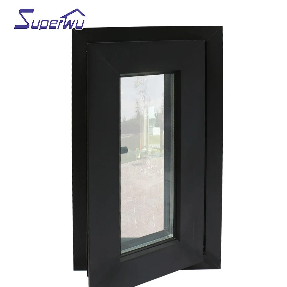 Superwu Double Glazed Windows Aluminum frame tempered glass swing window French windows with certificates