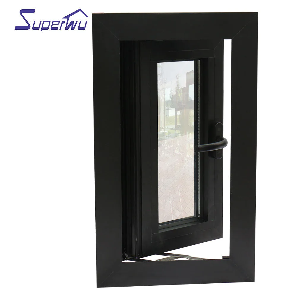 Superwu Double Glazed Windows Aluminum frame tempered glass swing window French windows with certificates