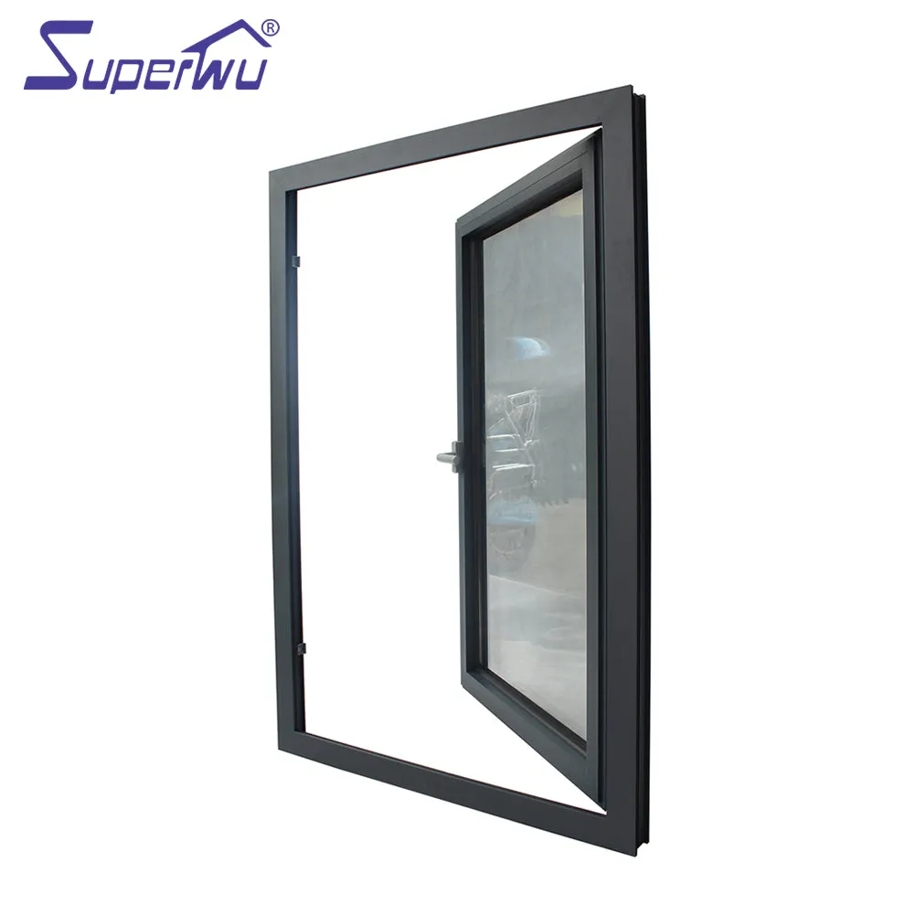 Superwu Double glazed windows casement design aluminum frame tempered glass swing window