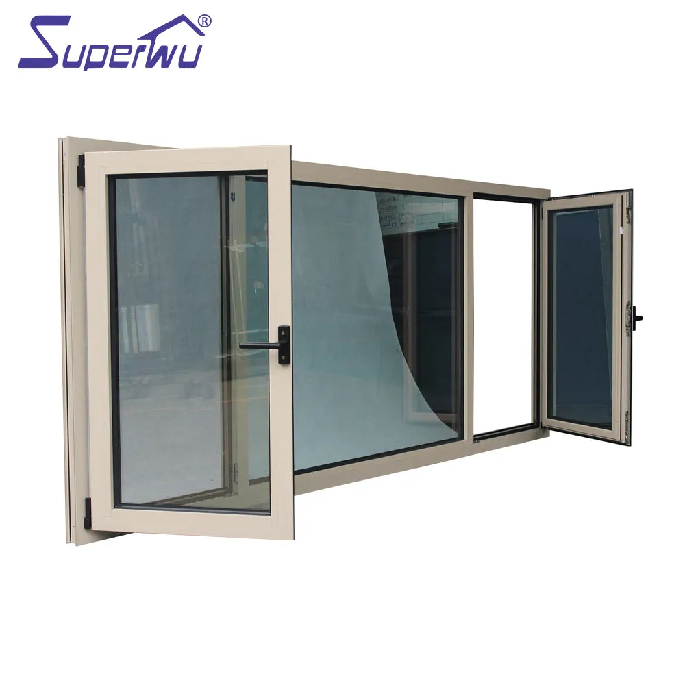 Superwu Energy saving aluminum tilt and turn window thermal break profile double glazed casement windows