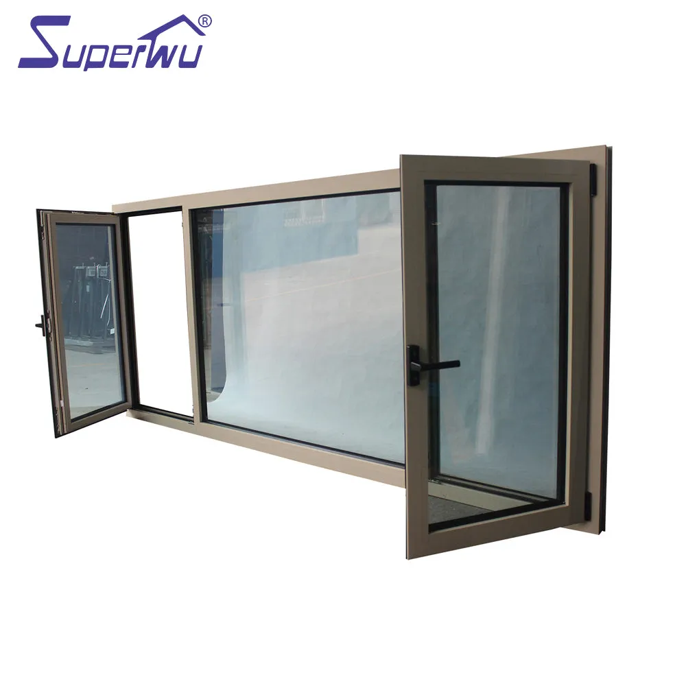 Superwu Energy saving aluminum tilt and turn window thermal break profile double glazed casement windows