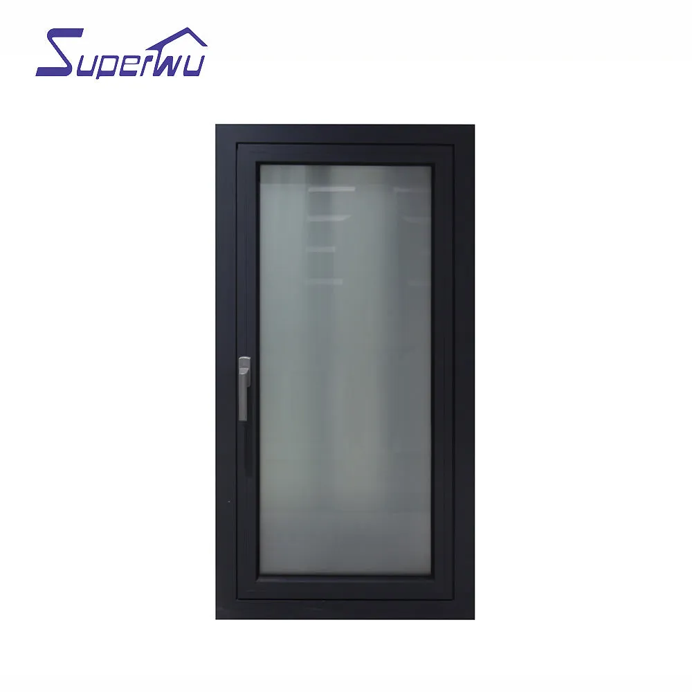Superwu Factory finished large glass panel aluminum window french open casement windows frosted glass obscure