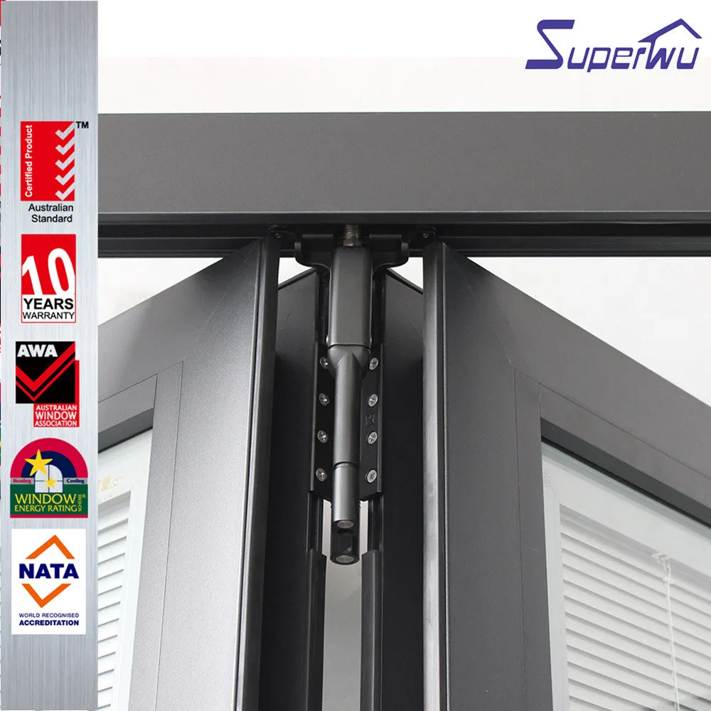 Superwu High quality 440 open style aluminum folding tempered glass door