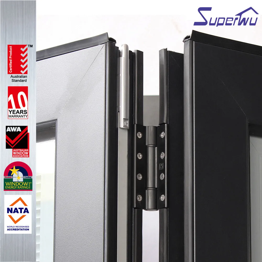 Superwu High quality 440 open style aluminum folding tempered glass door