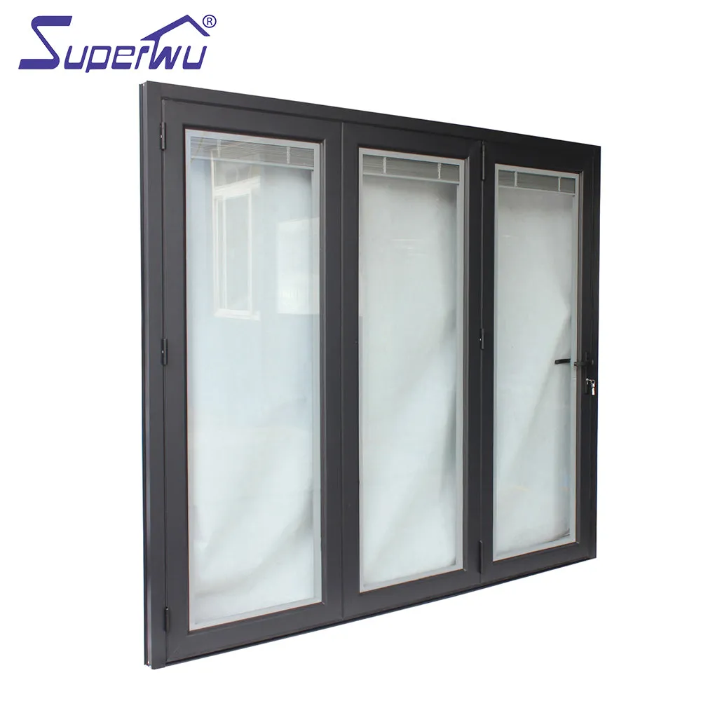 Superwu High quality 440 open style aluminum folding tempered glass door