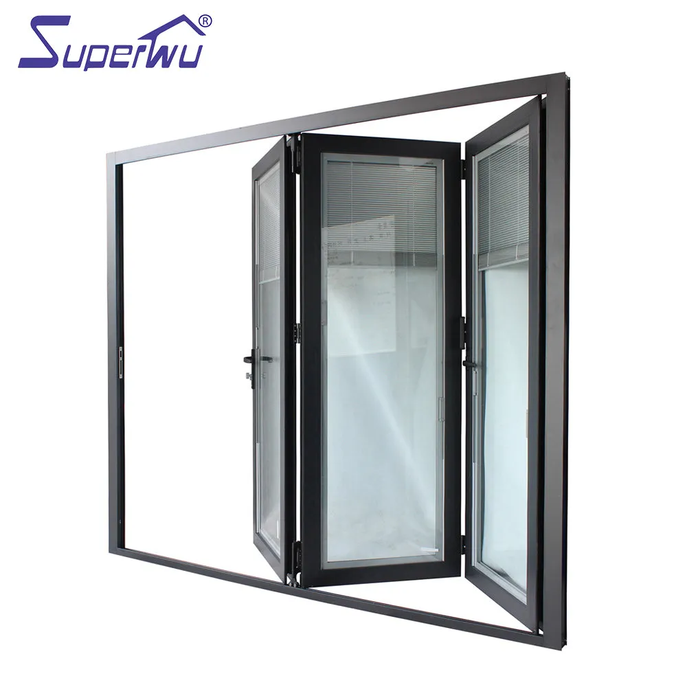 Superwu High quality 440 open style aluminum folding tempered glass door