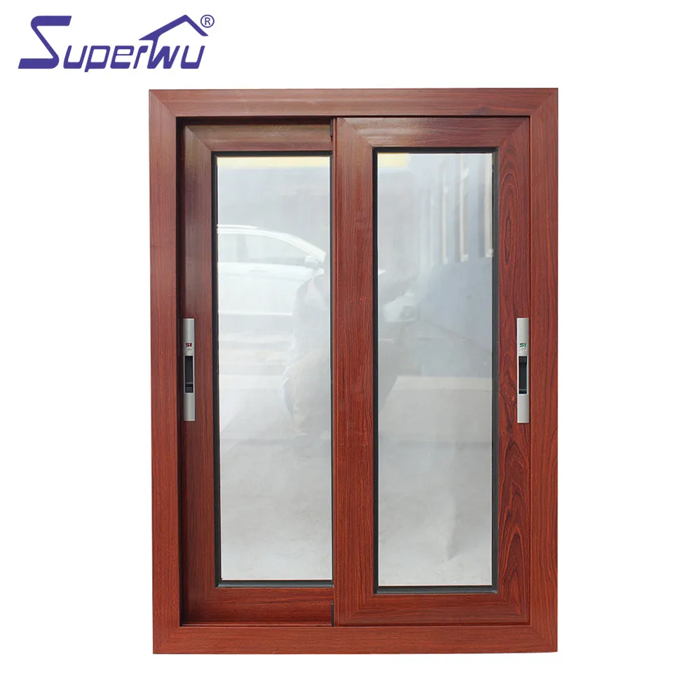 Superwu Hot sale in Europe and North American aluminum thermal broken aluminium sliding windows wooden grain color