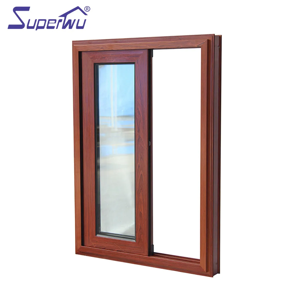Superwu Hot sale in Europe and North American aluminum thermal broken aluminium sliding windows wooden grain color