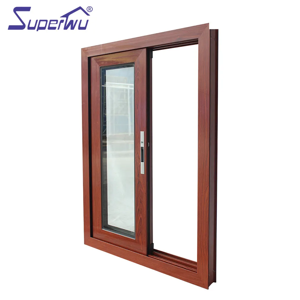 Superwu Hot sale in Europe and North American aluminum thermal broken aluminium sliding windows wooden grain color