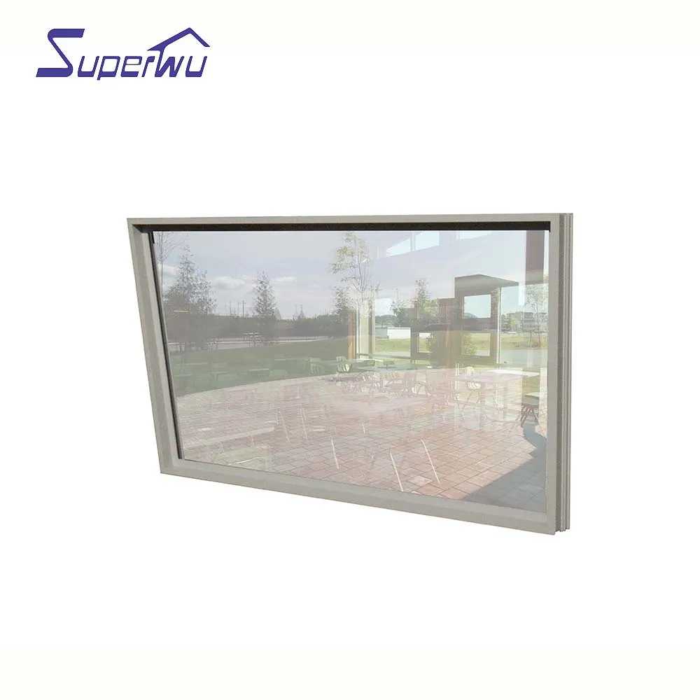 Superwu Latest trapezoidal design thermal break double glazed aluminum fix glass window best sale