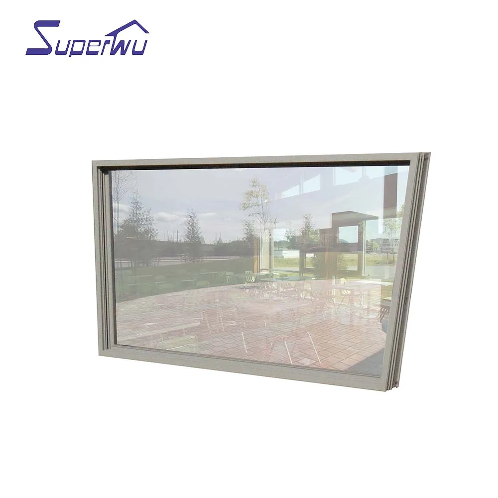 Superwu Latest trapezoidal design thermal break double glazed aluminum fix glass window best sale