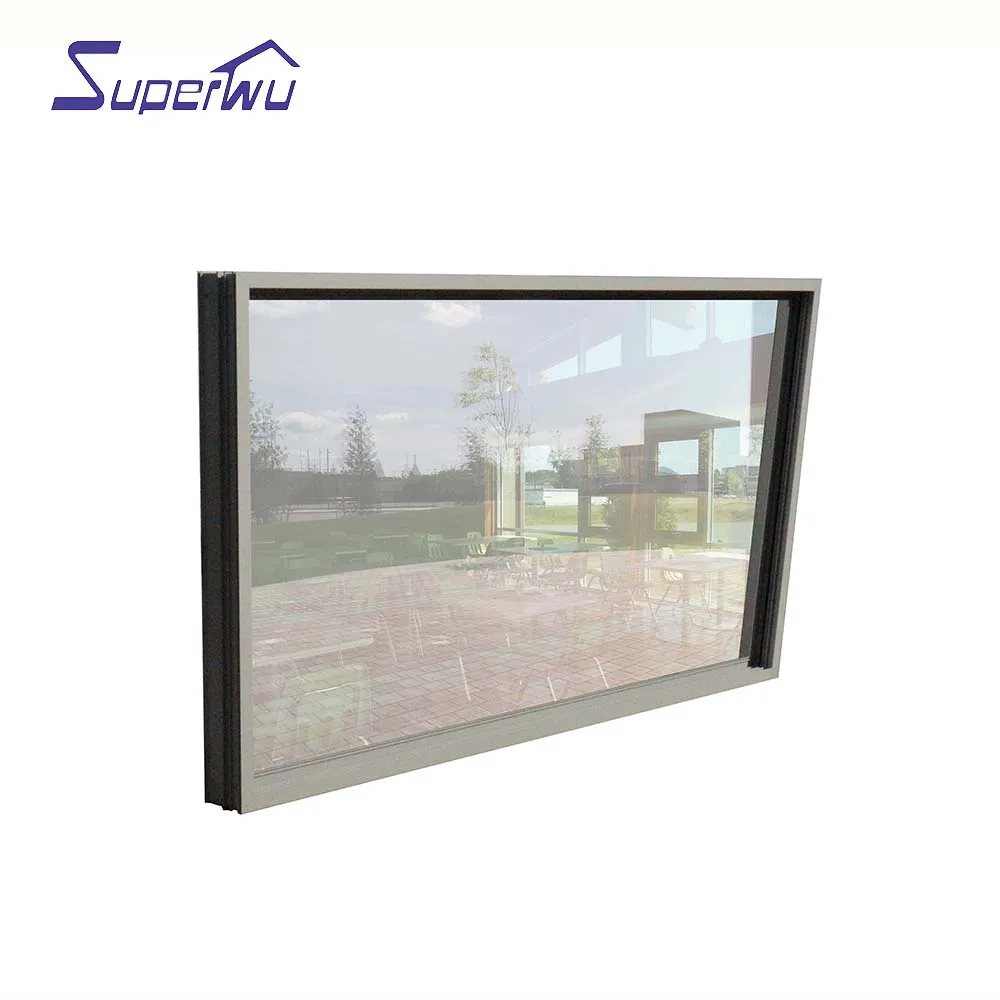 Superwu Latest trapezoidal design thermal break double glazed aluminum fix glass window best sale