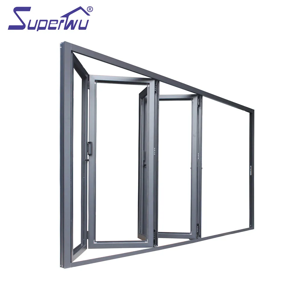 Superwu Solution to Bullet Proof and Hurricane Proof High quality 440 open style aluminum folding tempered glass door