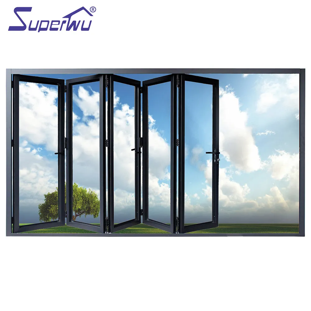 Superwu Solution to Bullet Proof and Hurricane Proof High quality 440 open style aluminum folding tempered glass door