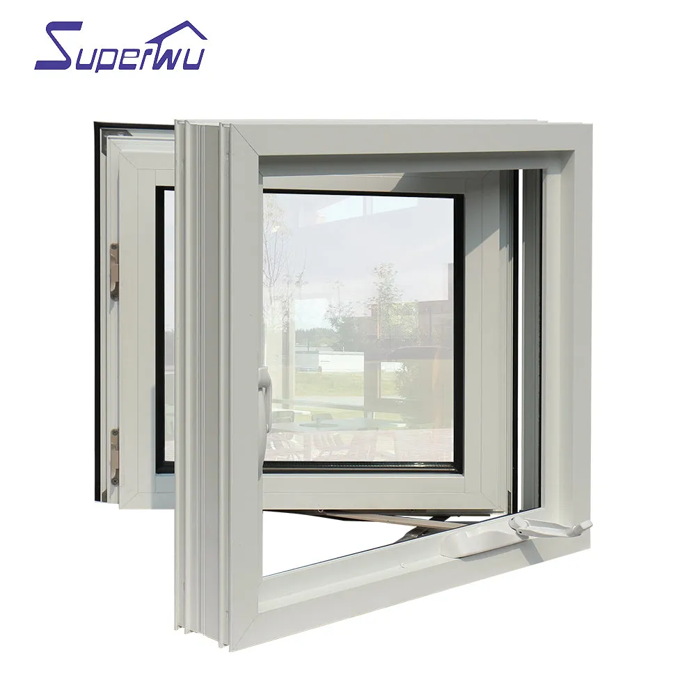 Superwu Swing french window EU market high quality high energy saving aluminium wood casement tempered safety glass